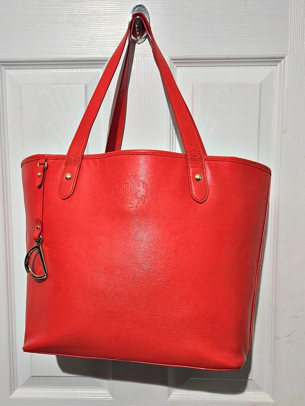 Lauren Ralph Lauren Red Leather-Texture Tote